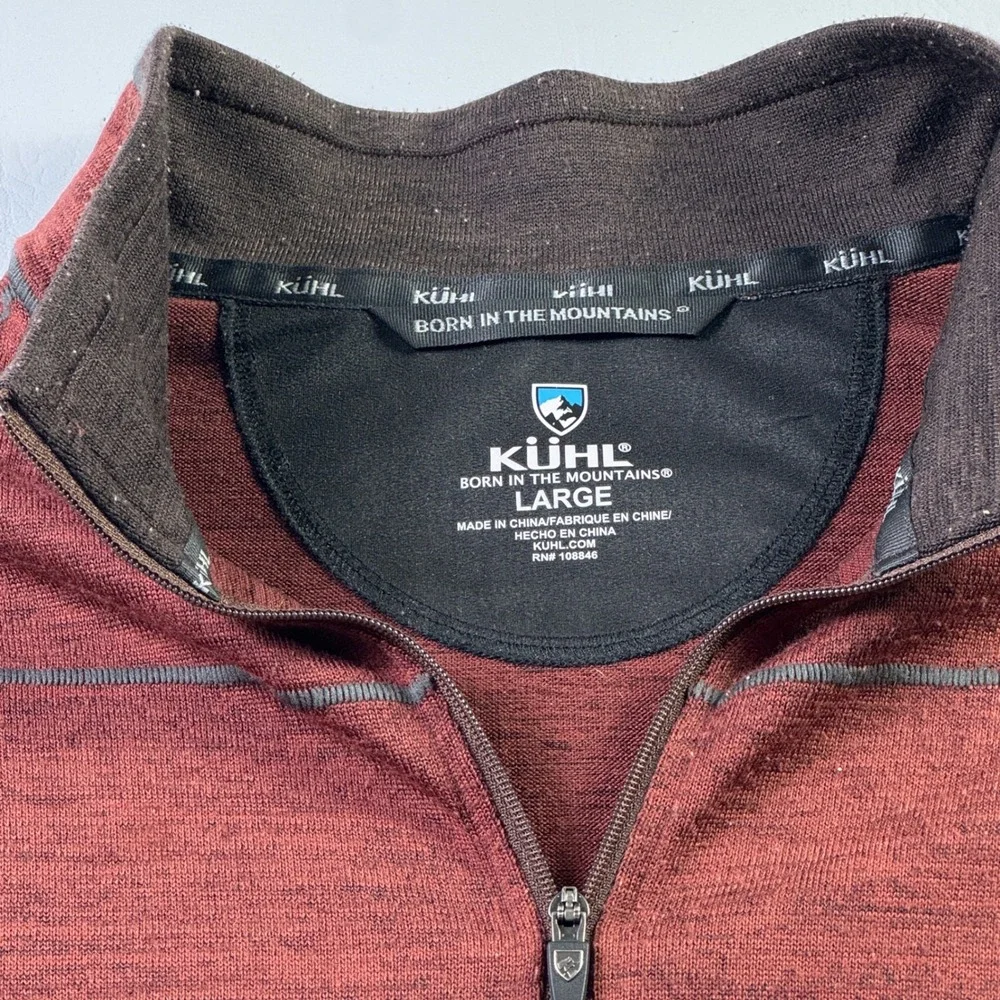 Kuhl Ryzer 1/4 Zip Pullover Mens L Burgundy Heather Thumbholes Hiking 3112 Gorp